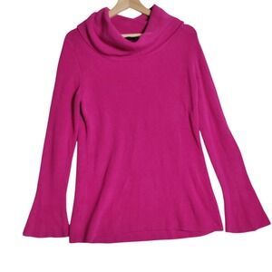 Talbots Sweater Womens Pink Cotton Blend Cowl Neck Pullover Knit Sz Medium